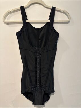 Black Slimming Bodysuit with Hook-Front Closure